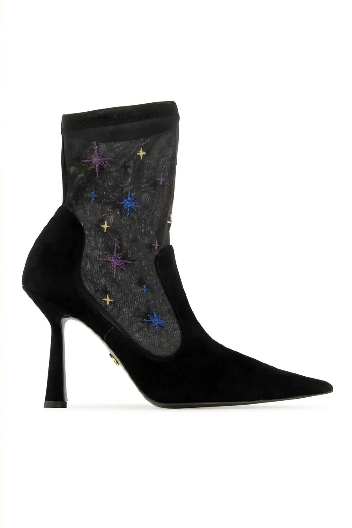 Anna Boot 95 Black Suede and Star Embroidery