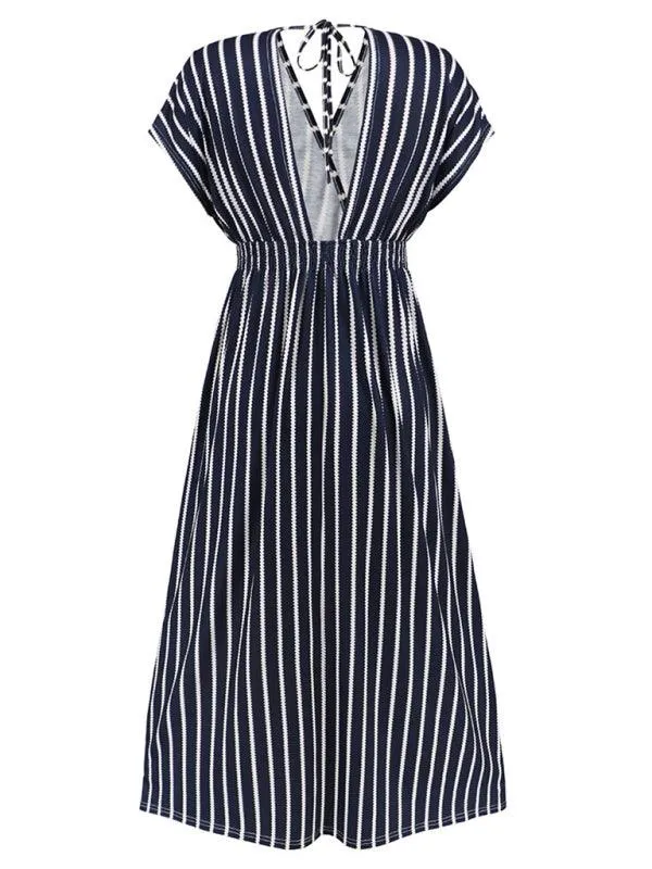 Batgirl-Themed Backless V-Neck Maxi Dress with Batwing Sleeves