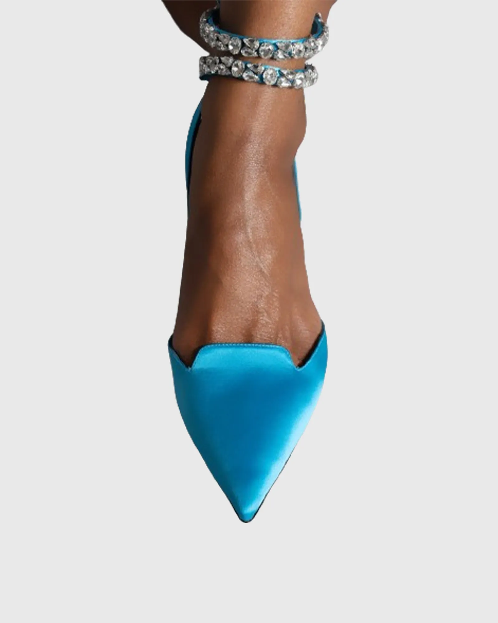 Bice Rhinestone Embellished Strap Flats In Blue