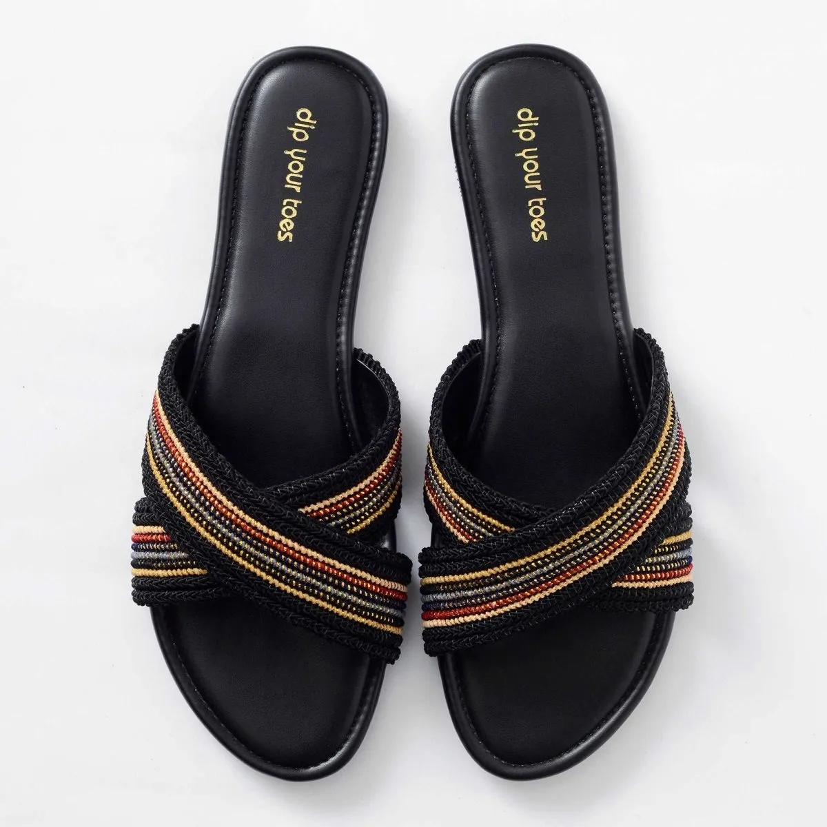 Black criss cross flats