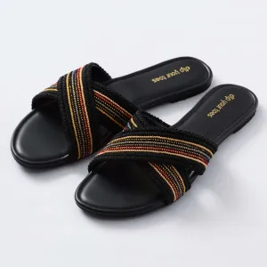 Black criss cross flats