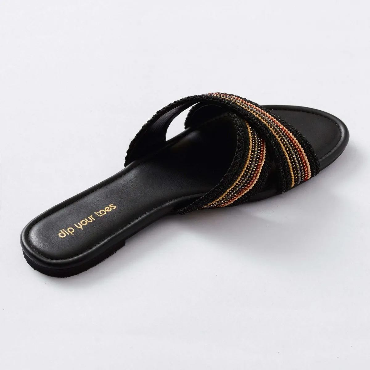 Black criss cross flats