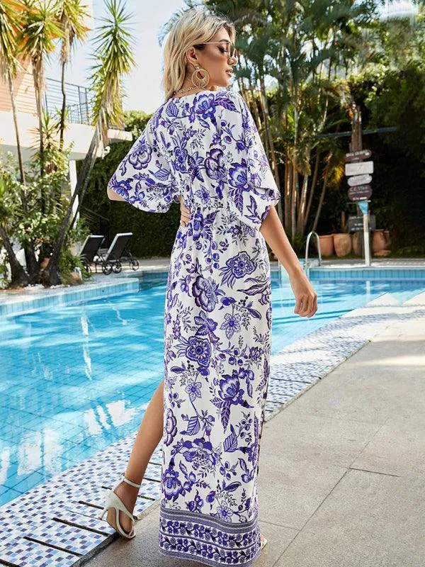 Bohemian Bliss V-Neck Maxi Dress for Summer Getaways