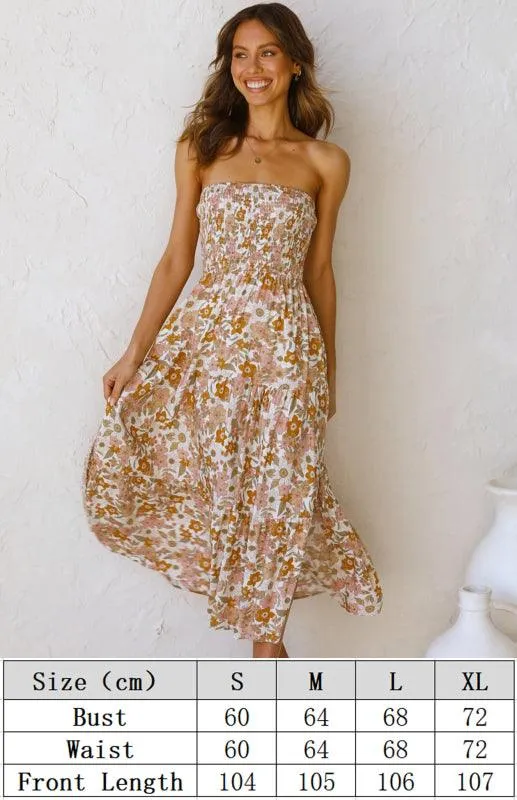 Bohemian Floral Off-Shoulder Maxi Dress