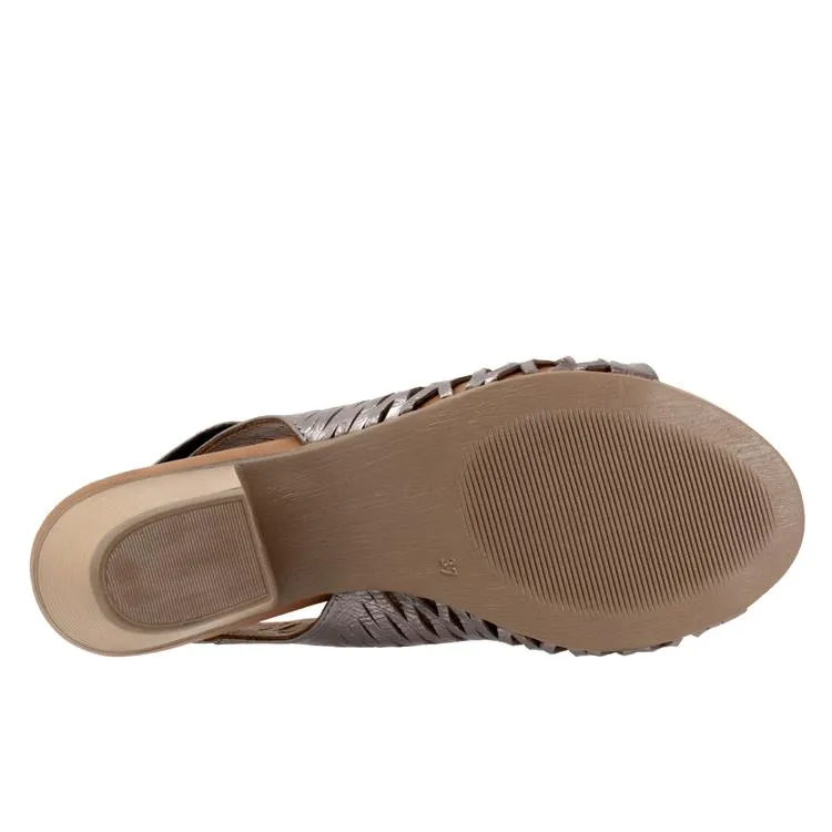 Bueno Women's Lacey Sling-Back Sandals Pewter Metallic