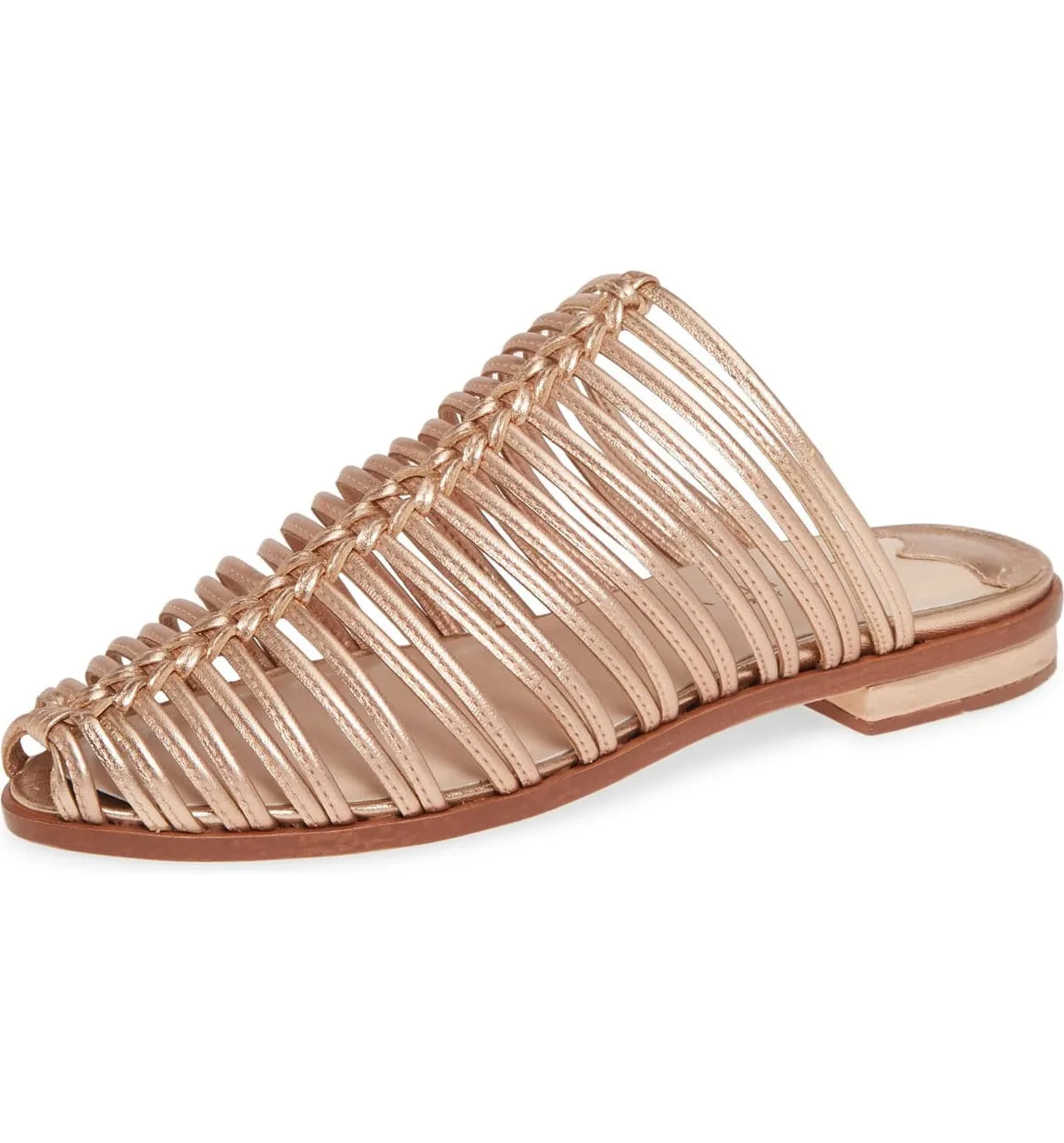 Cecelia New York Gloria Slide Sandal Rose Gold Closed Toe Caged Mule Flats