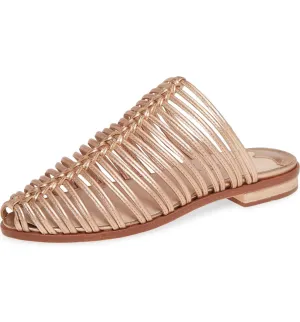 Cecelia New York Gloria Slide Sandal Rose Gold Closed Toe Caged Mule Flats