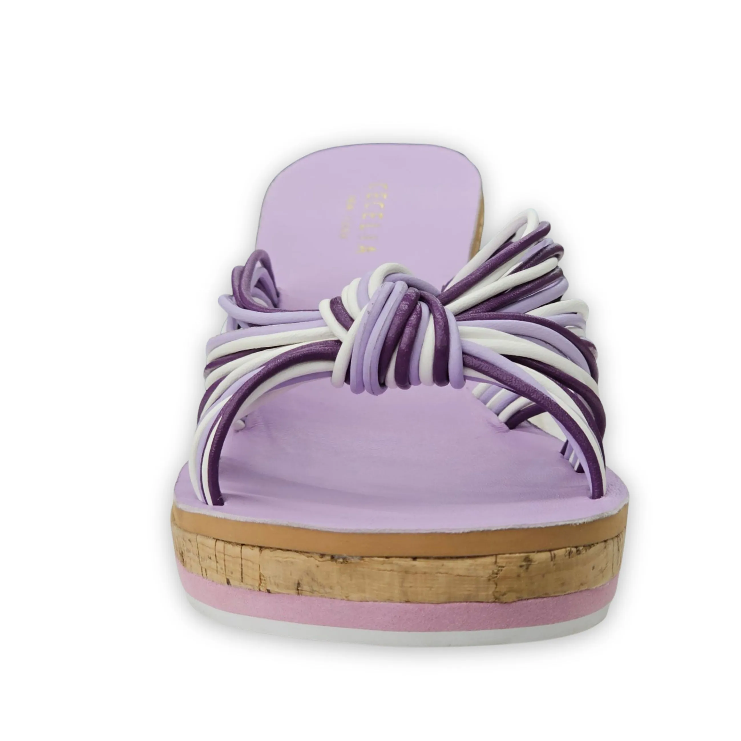 Cecelia New York Spinner Lilac/Lavender Wedge Straps Slip On Fashion Sandals