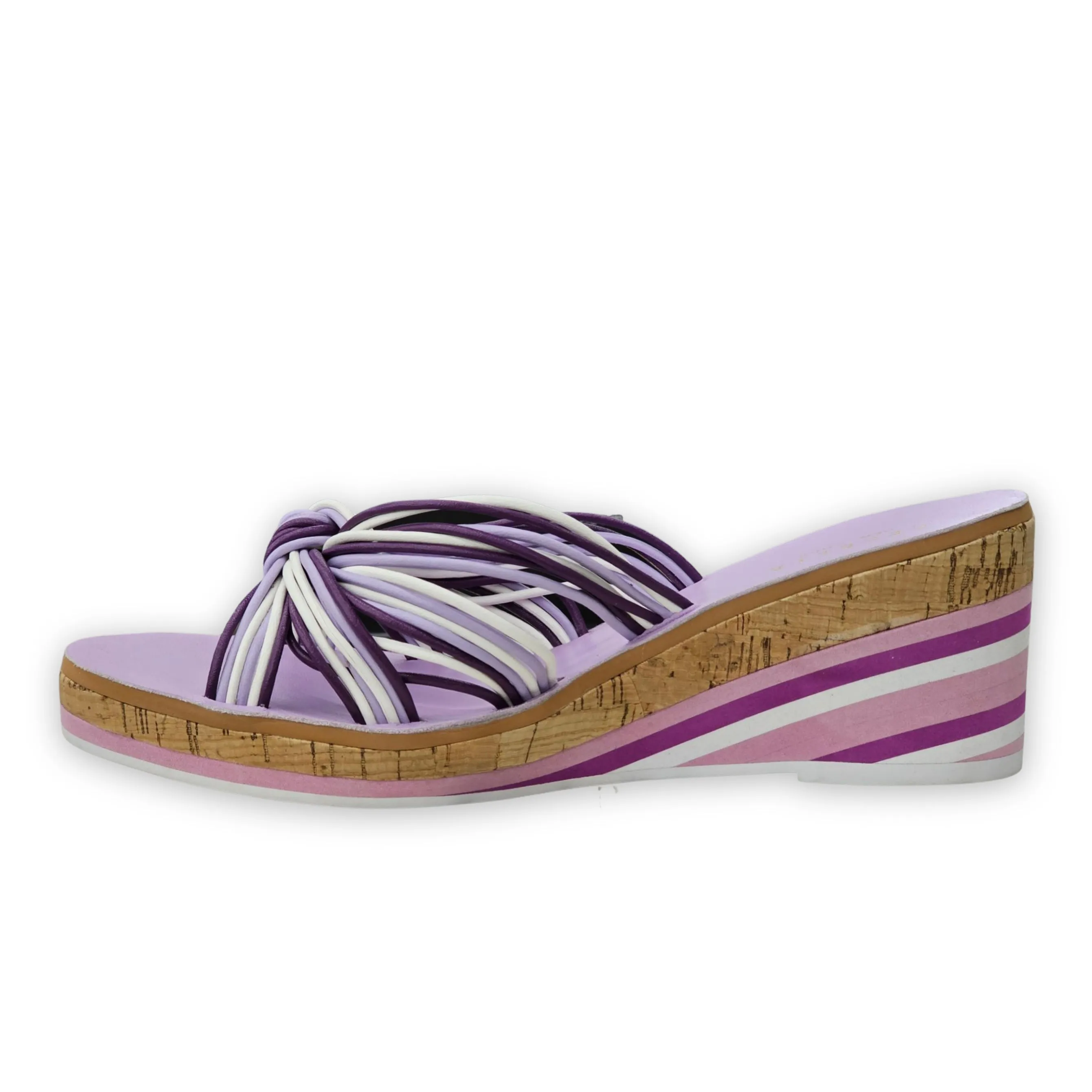 Cecelia New York Spinner Lilac/Lavender Wedge Straps Slip On Fashion Sandals