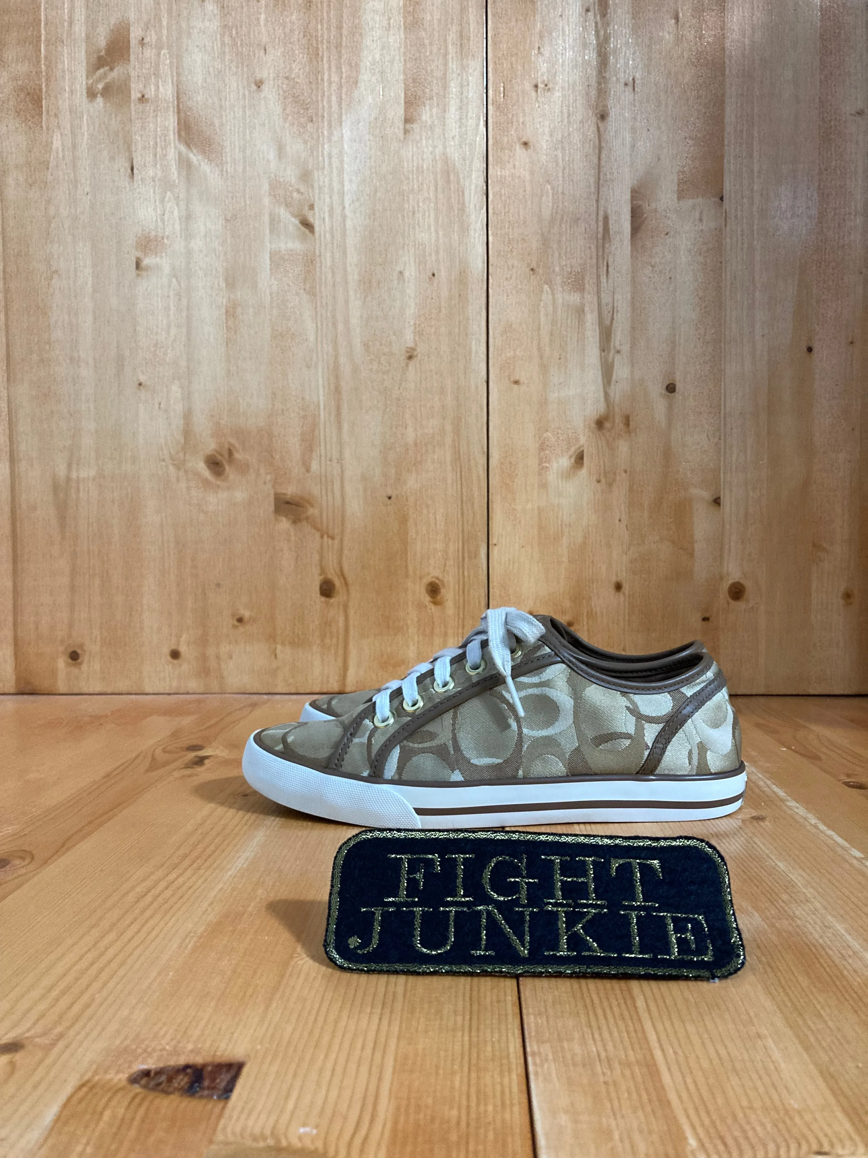 COACH DEE Womens Size 7B Fabric Fashion Shoes Sneakers Gold & Brown Q998