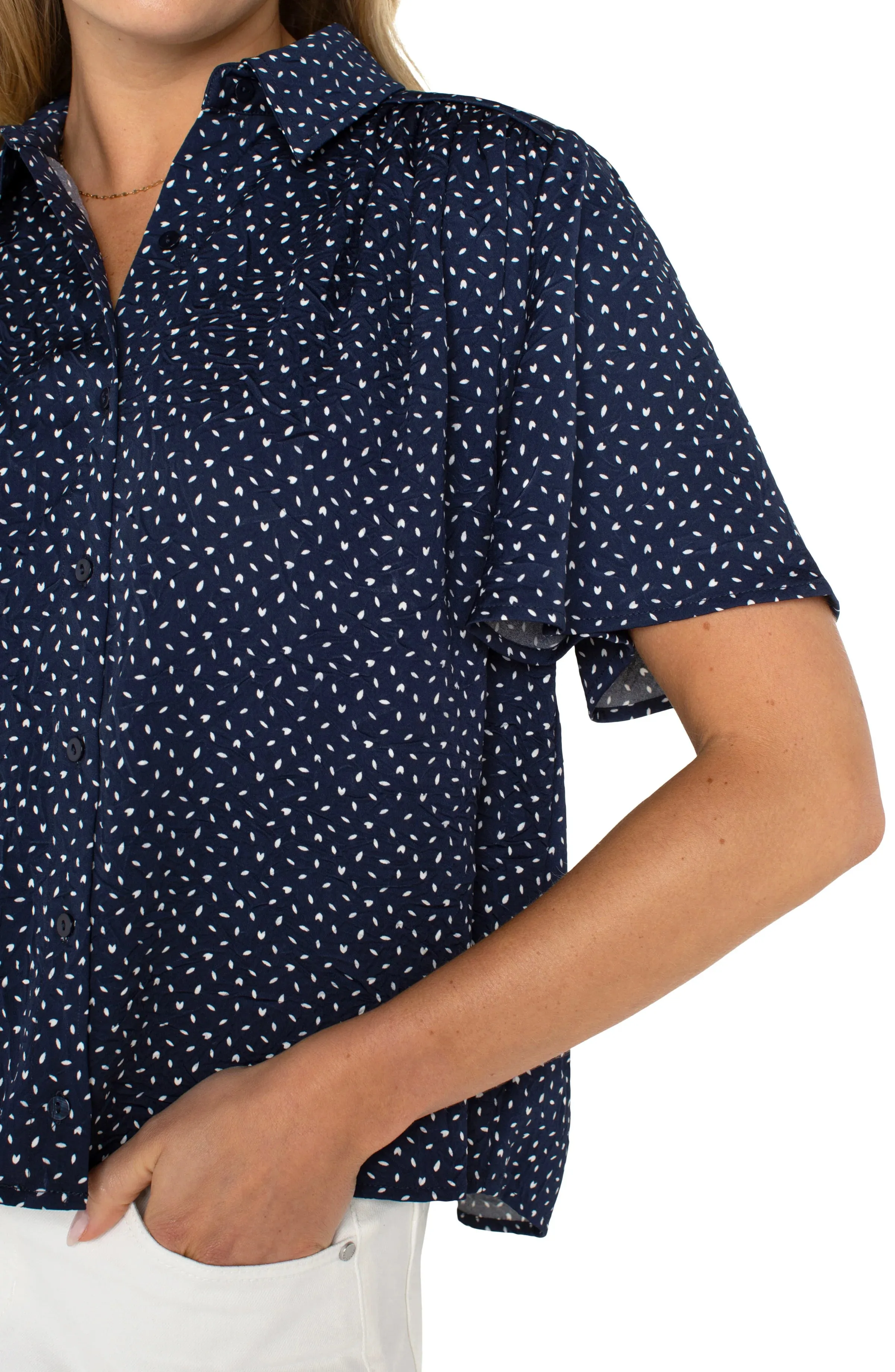 Ditsy Shirred Woven Blouse | Liverpool