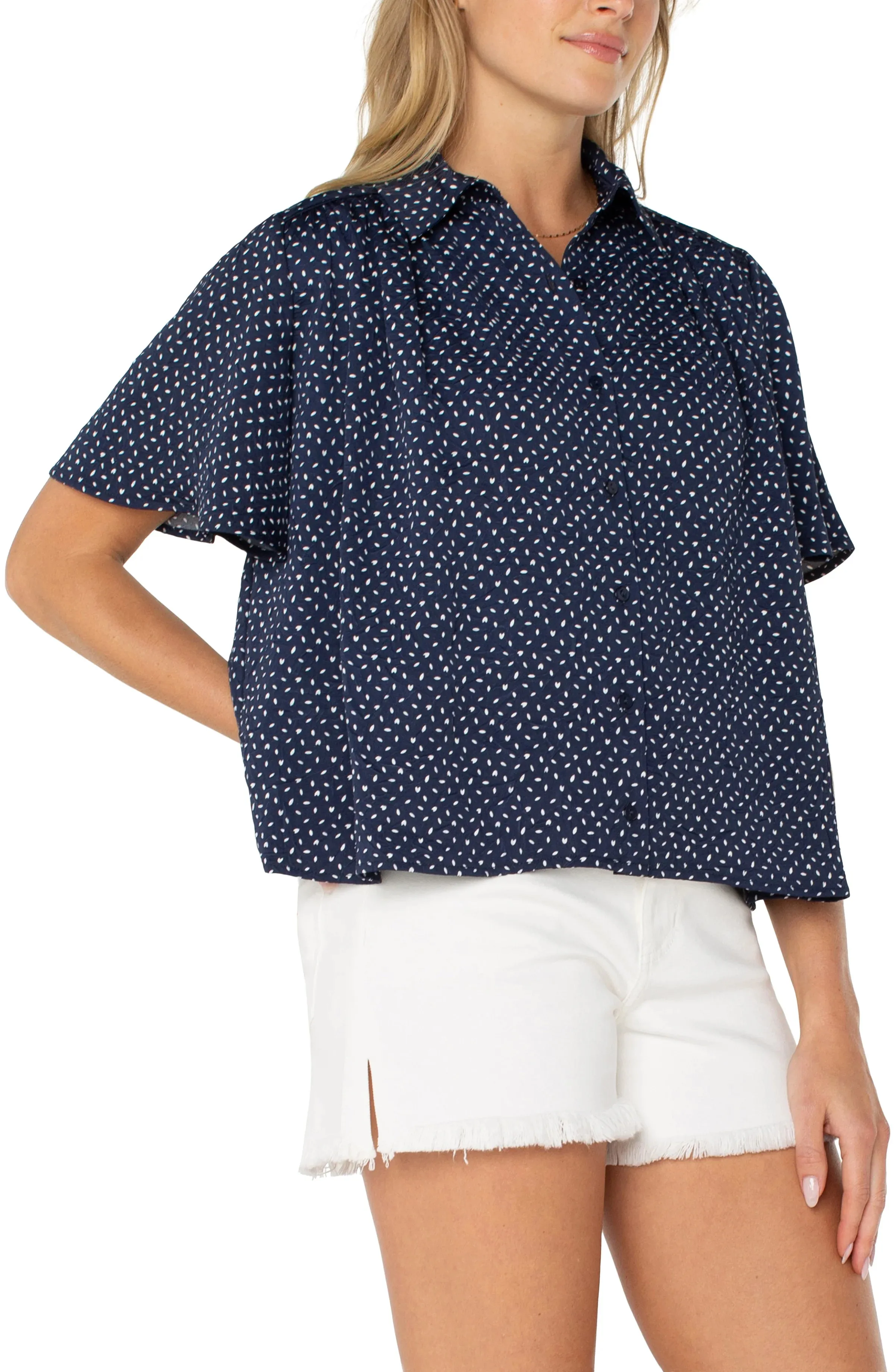 Ditsy Shirred Woven Blouse | Liverpool