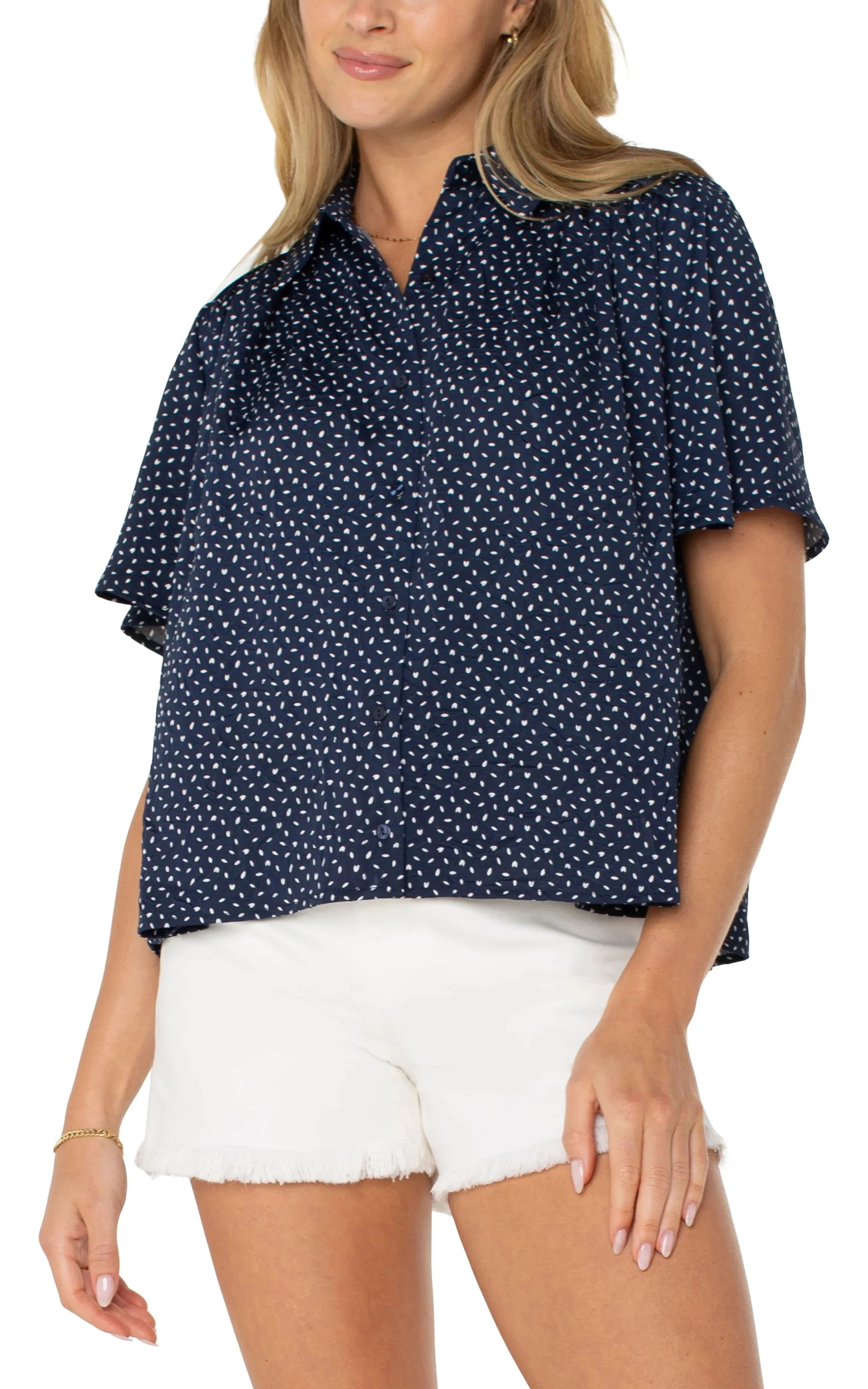 Ditsy Shirred Woven Blouse | Liverpool