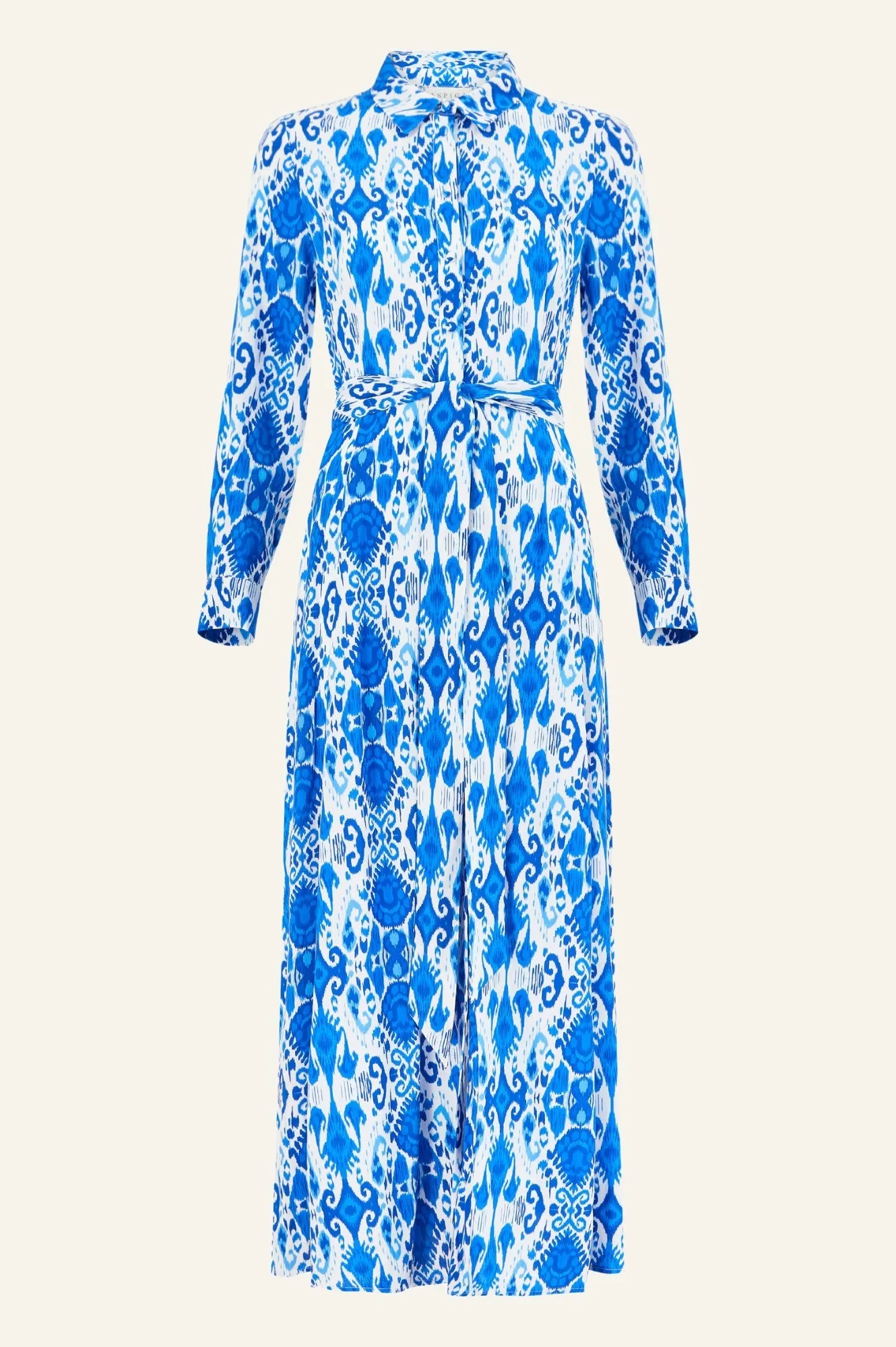 Eliza EcoVero™ Shirt Dress | Ikat Blue/White