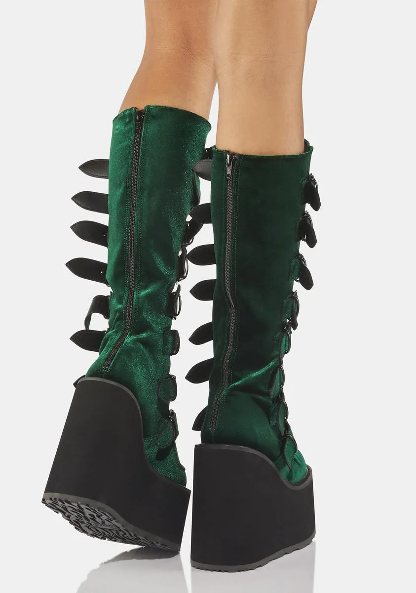 Emerald Velvet Trinity Boots