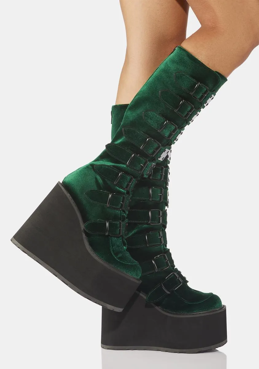 Emerald Velvet Trinity Boots