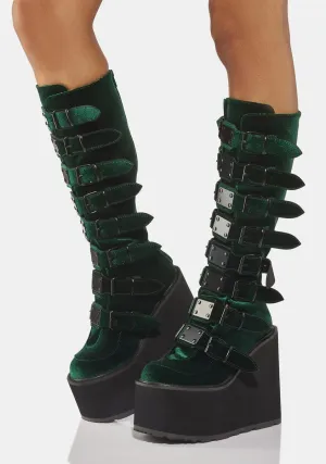 Emerald Velvet Trinity Boots