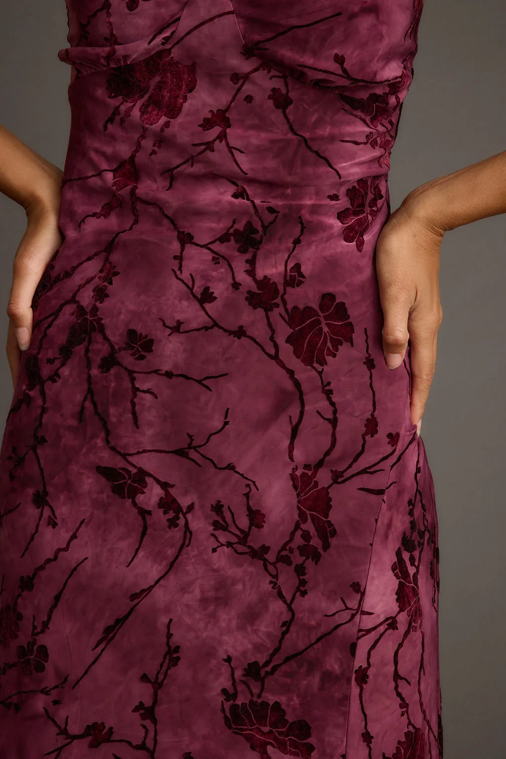 Evolution Bordeaux Burnout Maxi Dress