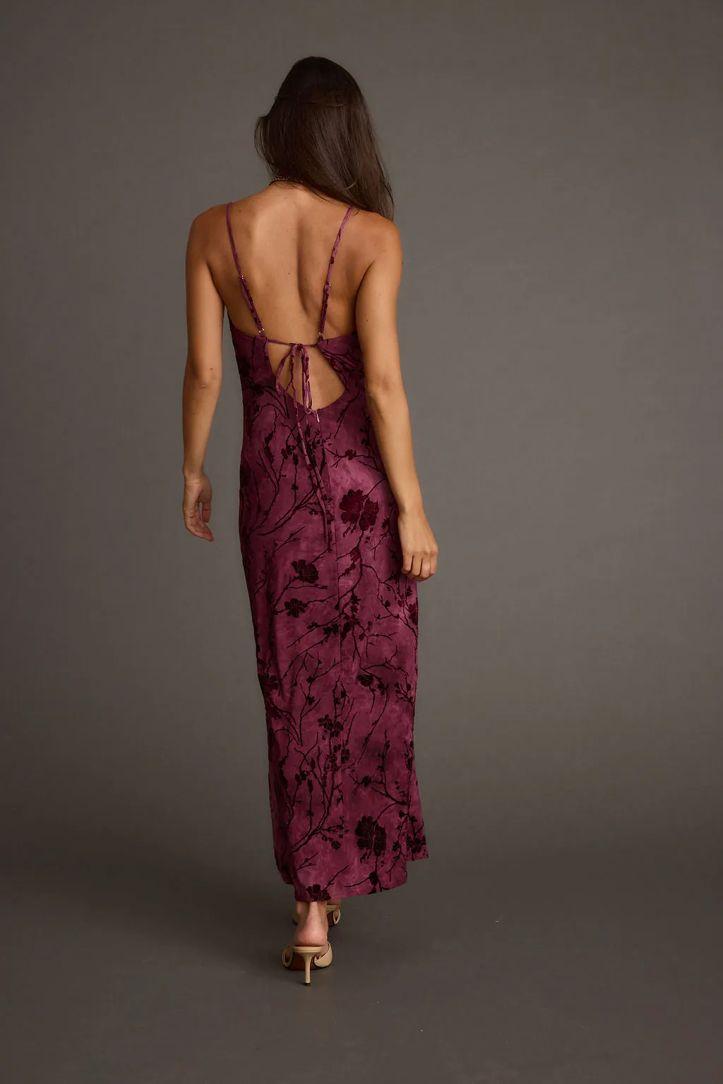 Evolution Bordeaux Burnout Maxi Dress
