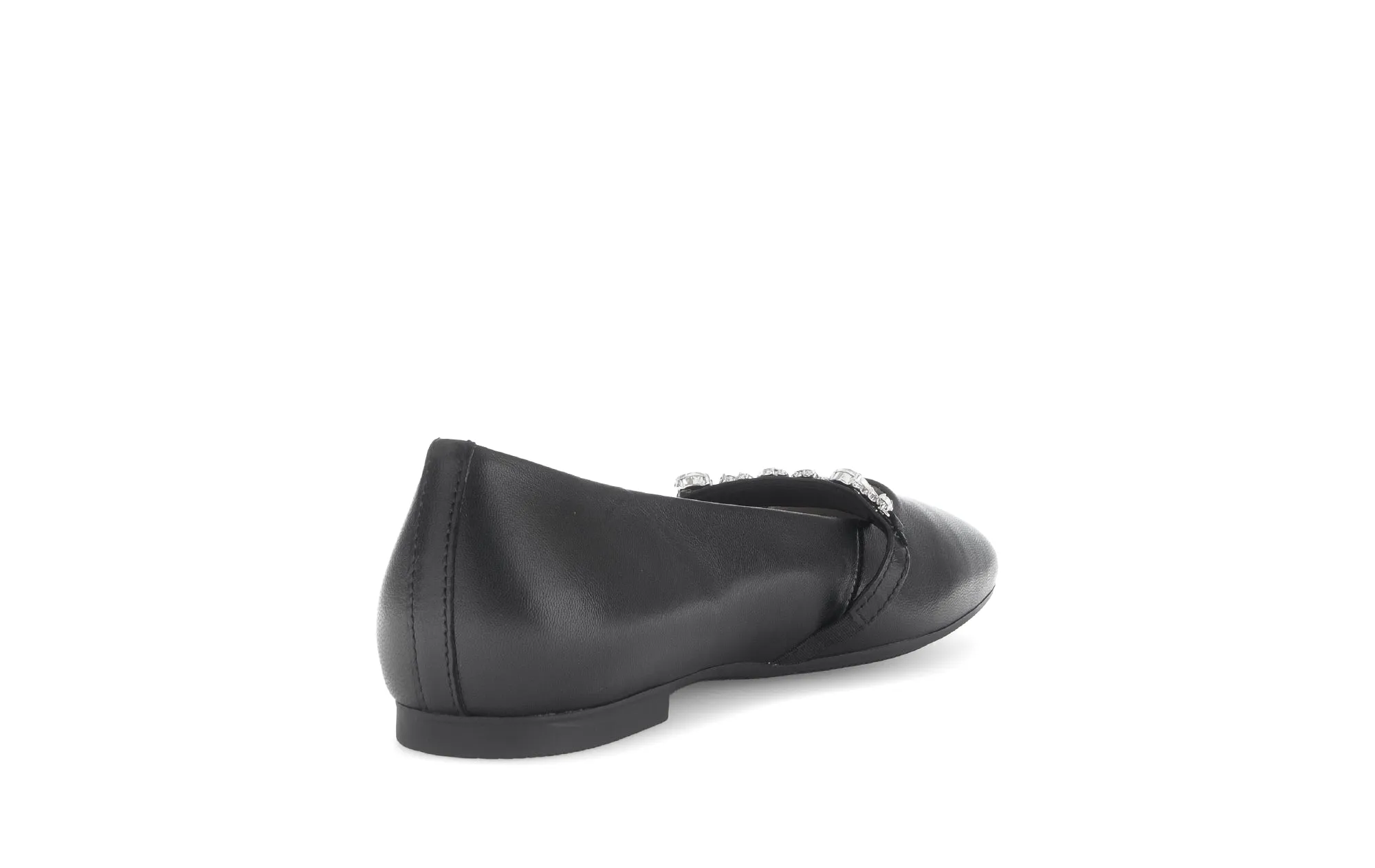 GABOR Black Leather ballet flat with diamante strap 14127