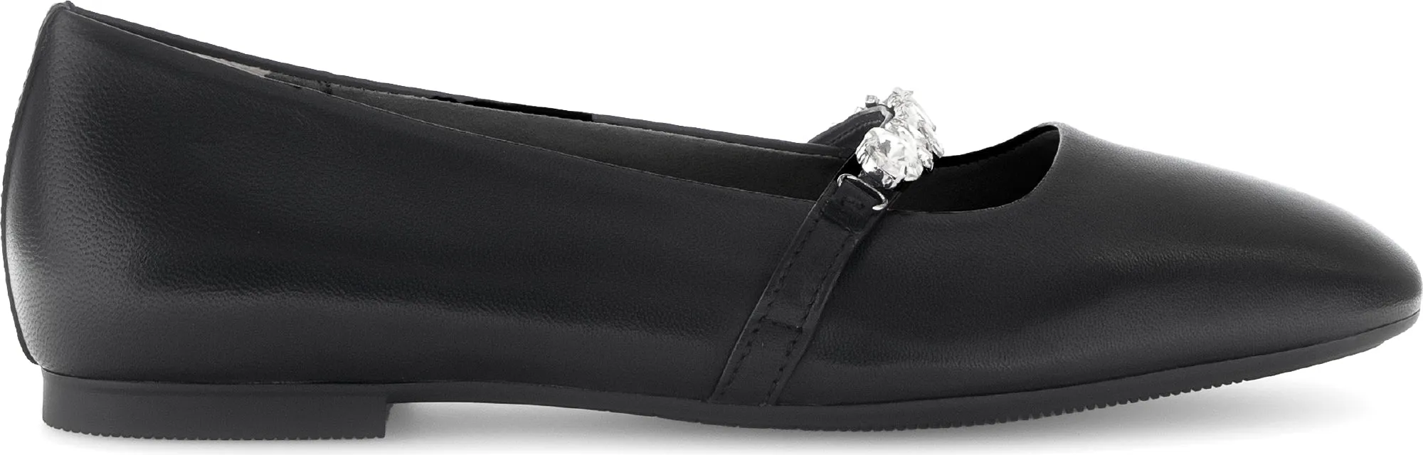 GABOR Black Leather ballet flat with diamante strap 14127