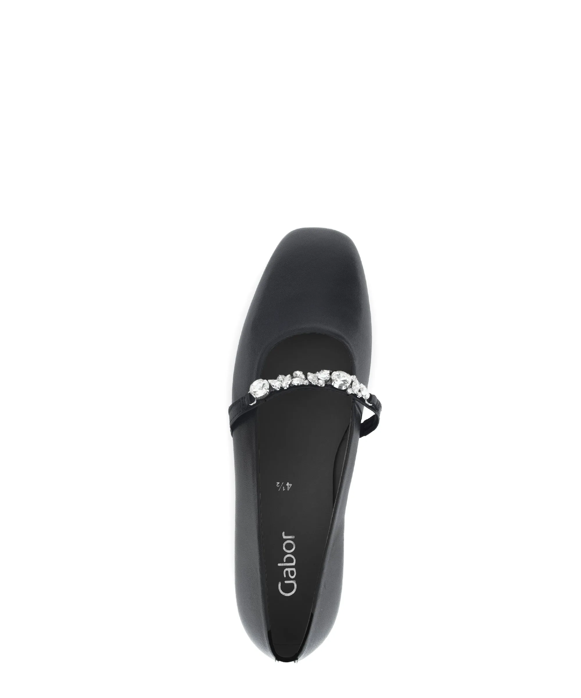 GABOR Black Leather ballet flat with diamante strap 14127