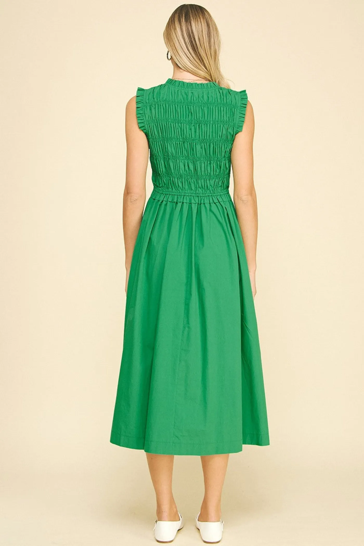 GRACE SMOCKED MIDI DRESS