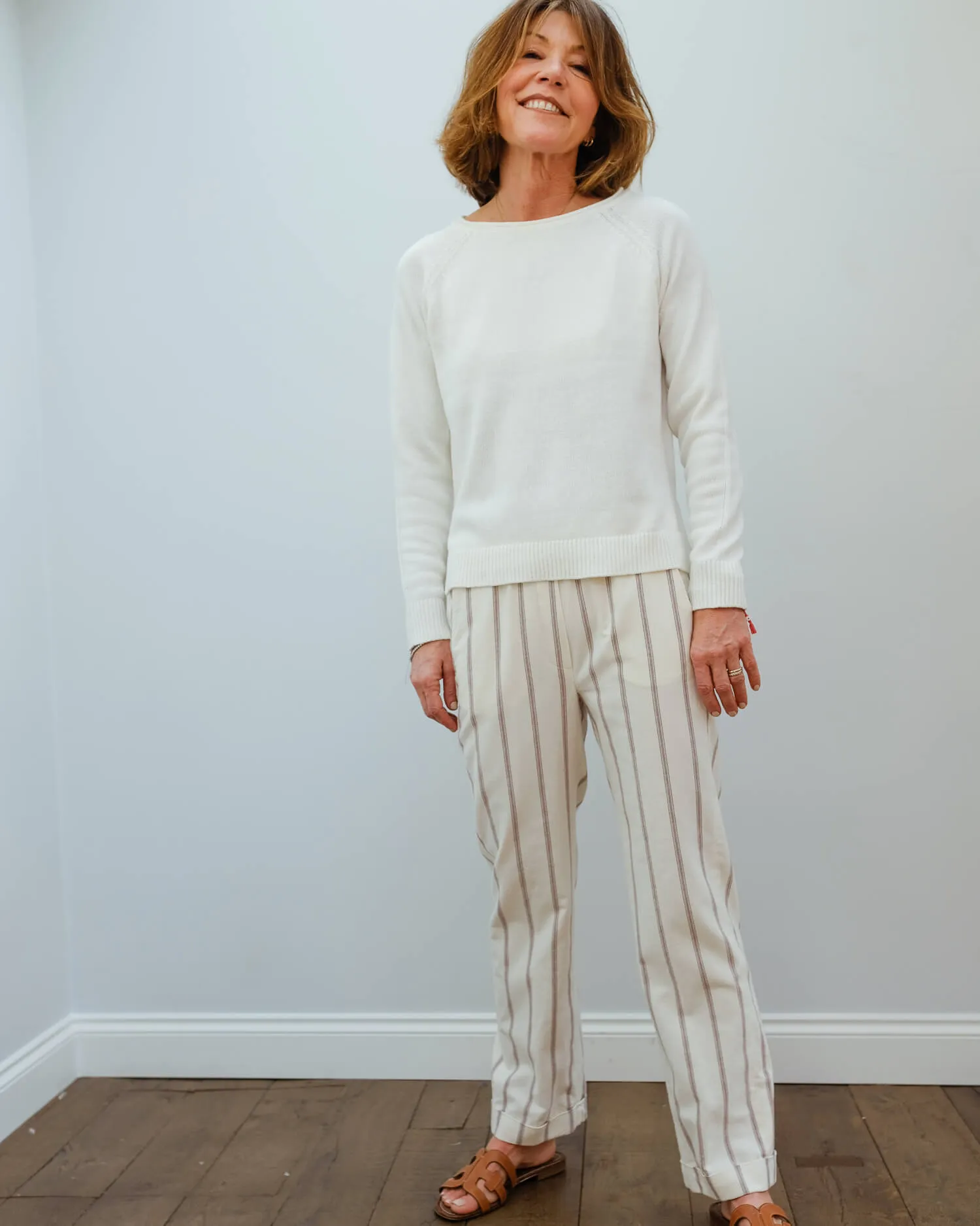 H Party trousers in terracotta stripes