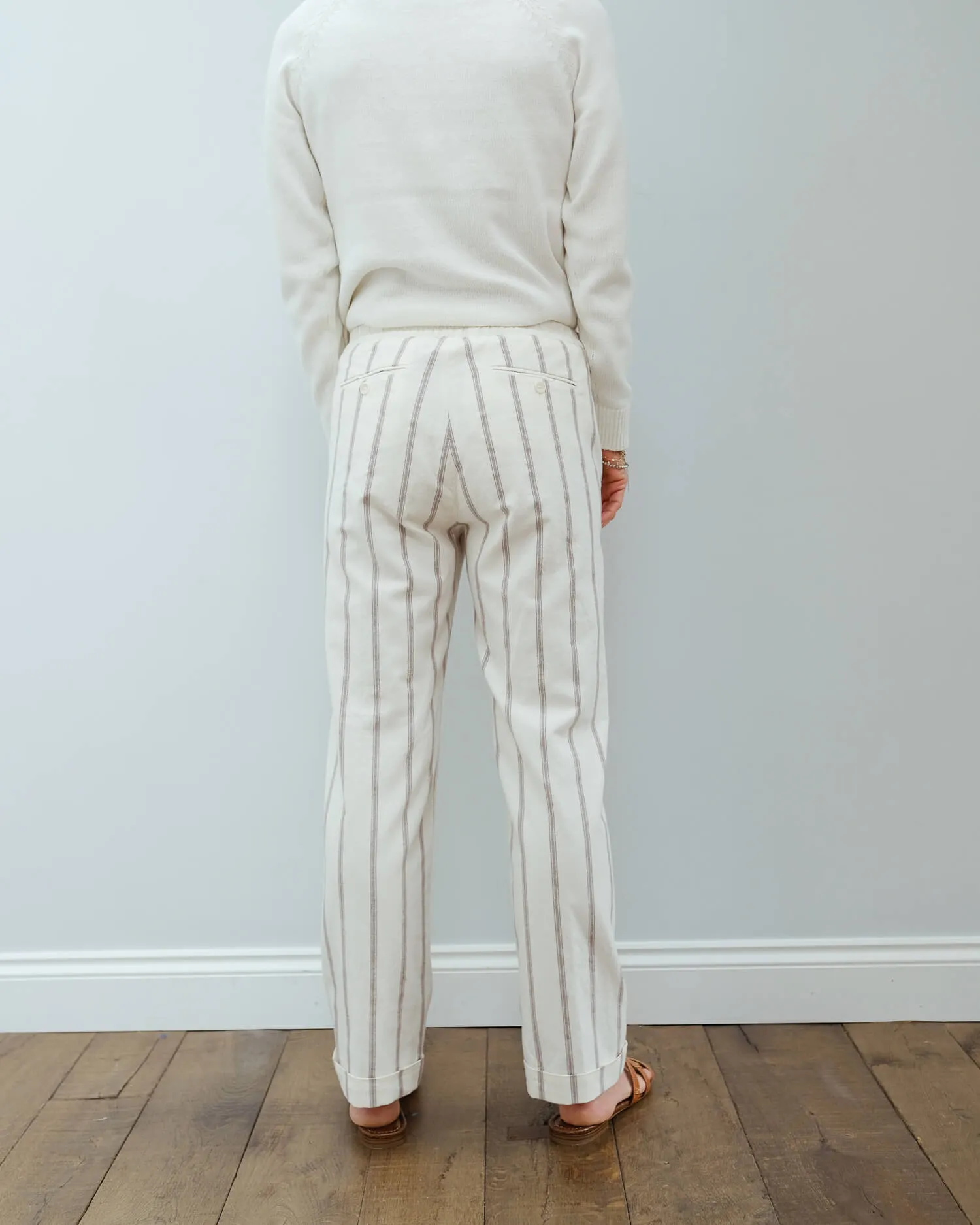 H Party trousers in terracotta stripes