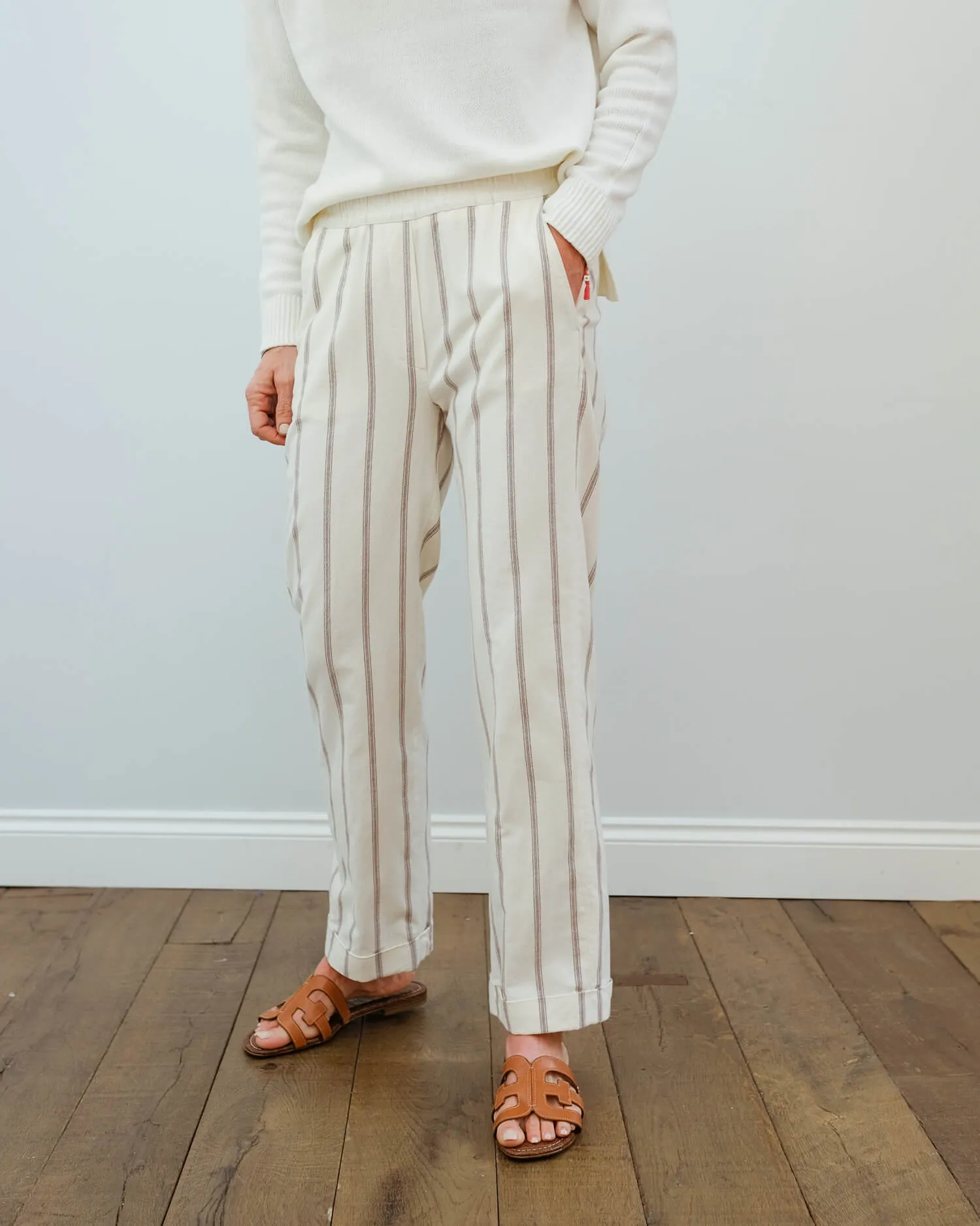 H Party trousers in terracotta stripes