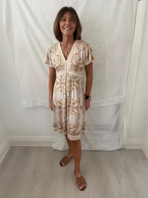 HB 6843 SS dress in ivory