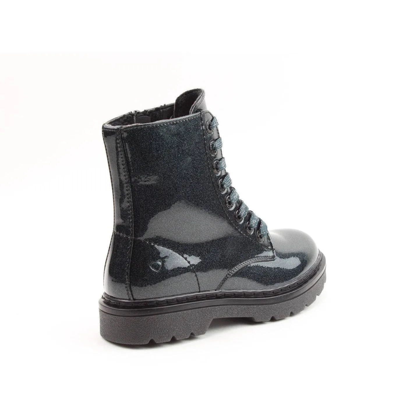 Heavenly Feet Justina 2 Glitter Ladies Black Glitter Vegan Zip & Lace Ankle Boots