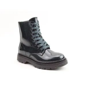 Heavenly Feet Justina 2 Glitter Ladies Black Glitter Vegan Zip & Lace Ankle Boots