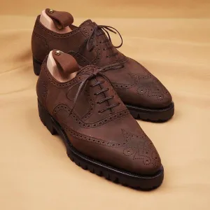 Height Increasing Brown Leather Rene Brogue Chunky Oxfords Shoes WORK EDITION