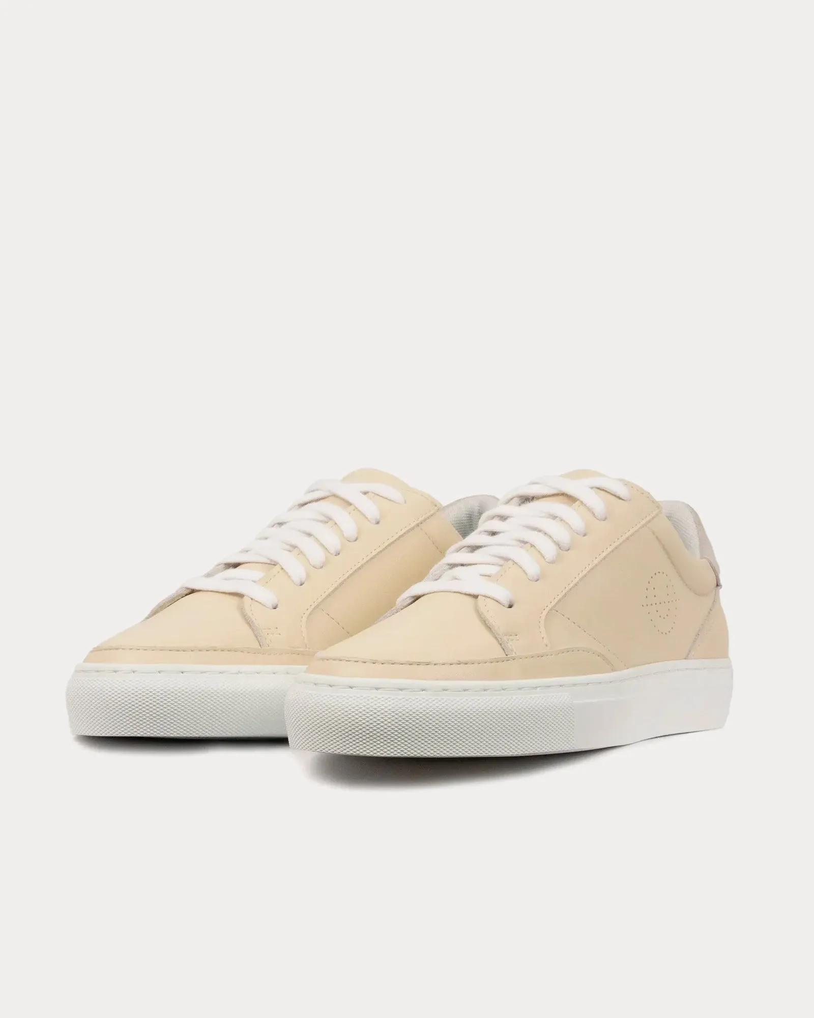 Helier Leather & Suede Beige / Bone Low Top Sneakers