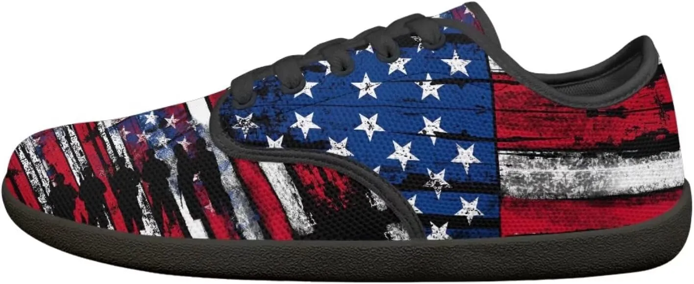 Jeiento American Flag Hike Barefoot Shoes with Wide Toe Box for Men Patriots, Non-Slip