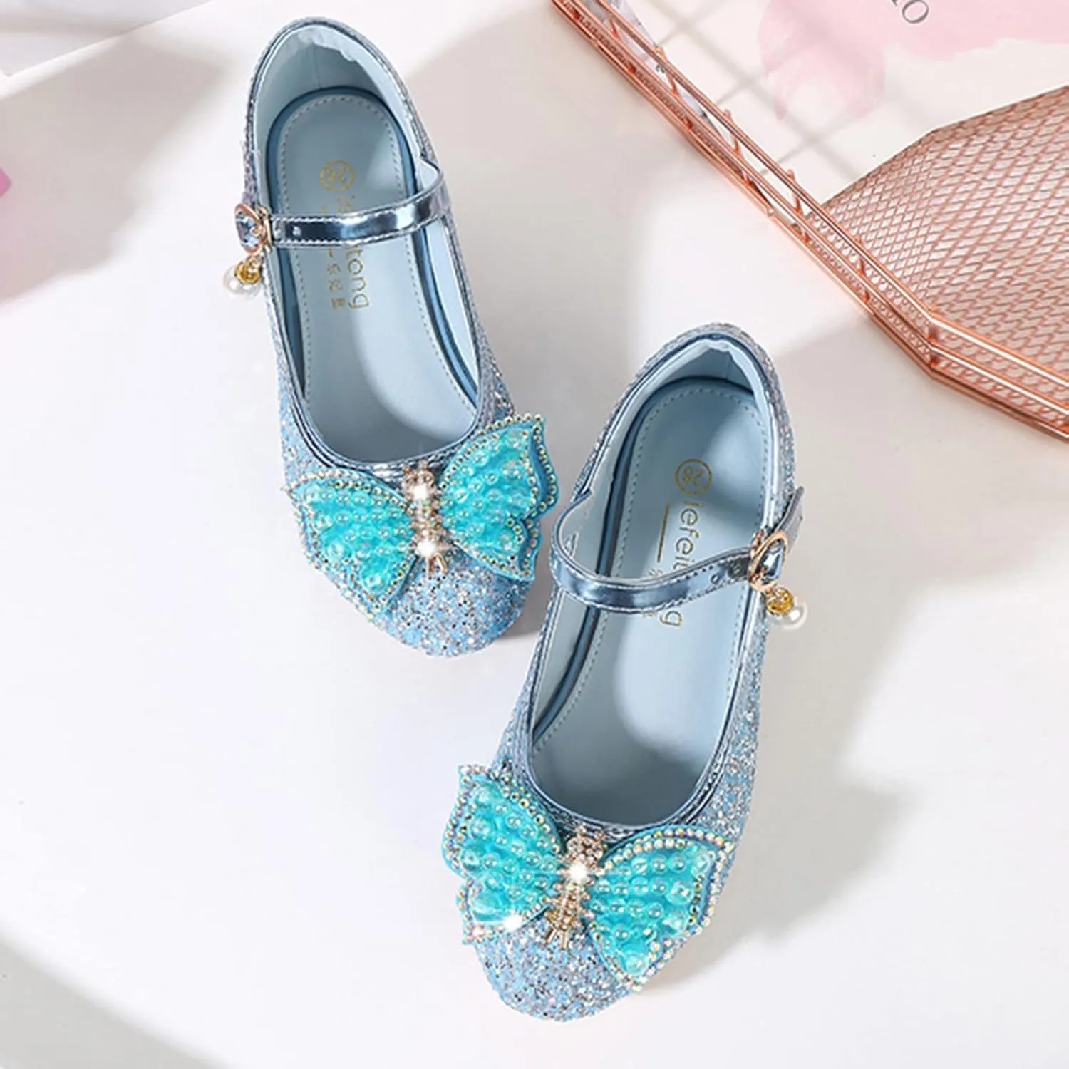 Kids Moccasins Slippers Toddler Little Kid Girls Dress Pumps Glitter Sequins Princess Toddler Shoes Size 7