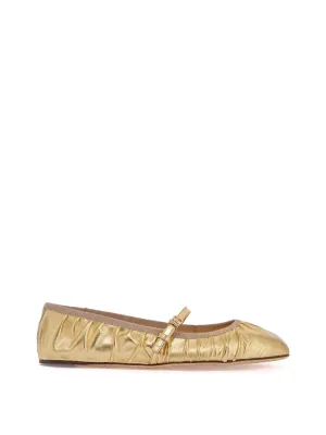 Laminated Nappa Leather Ballerina Flats