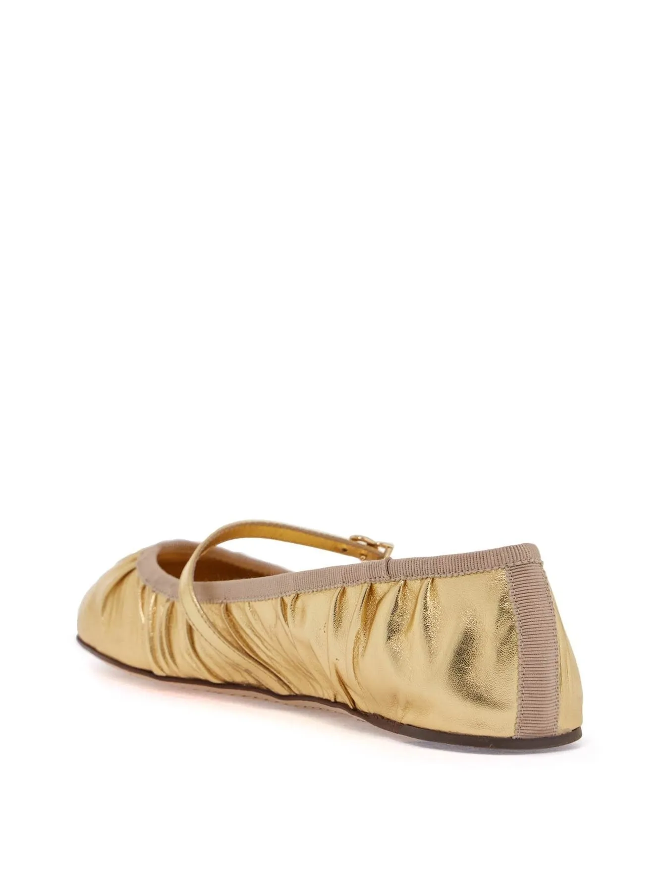 Laminated Nappa Leather Ballerina Flats
