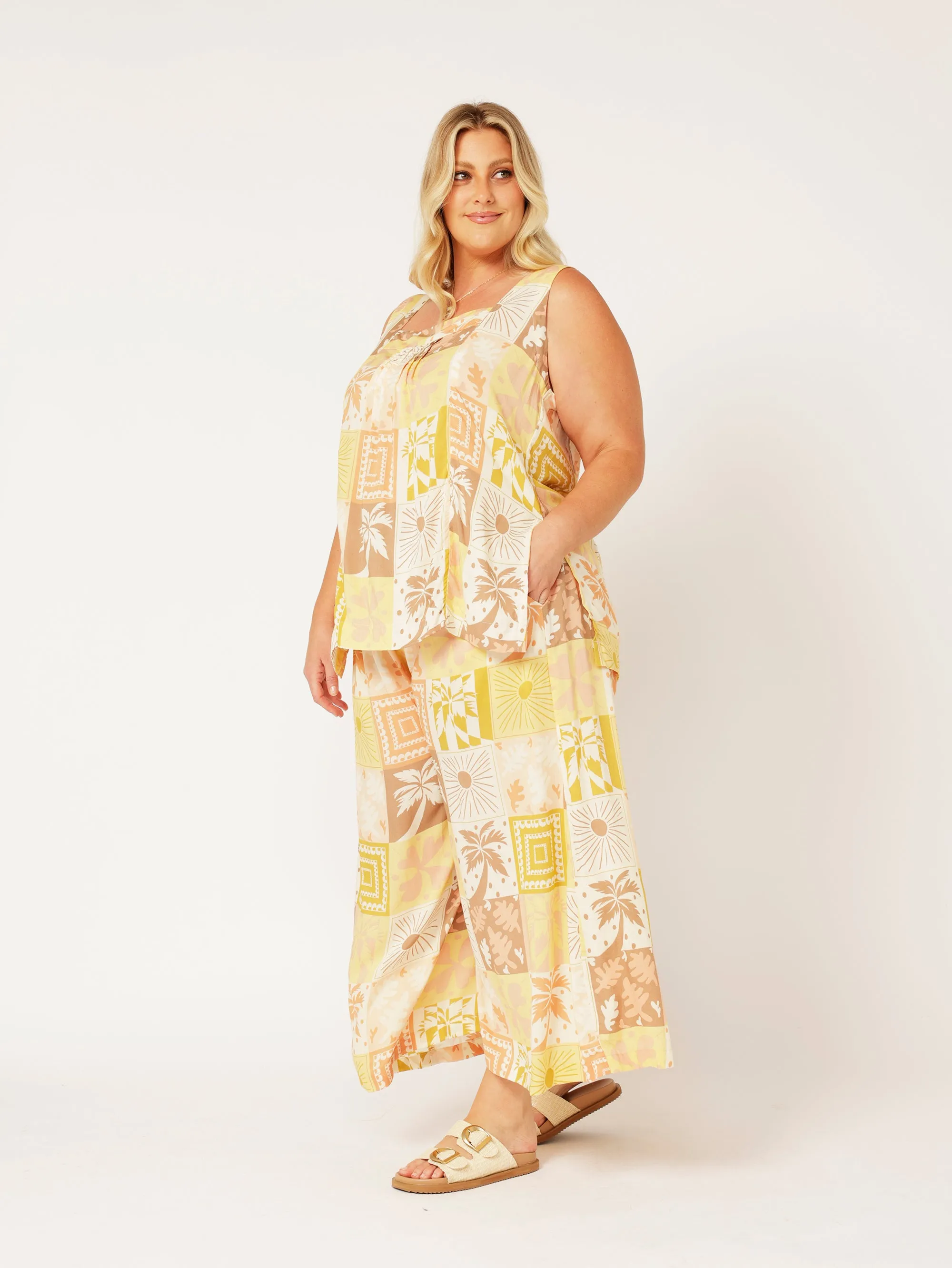 Lotus Tank LONG | Sunset Palm