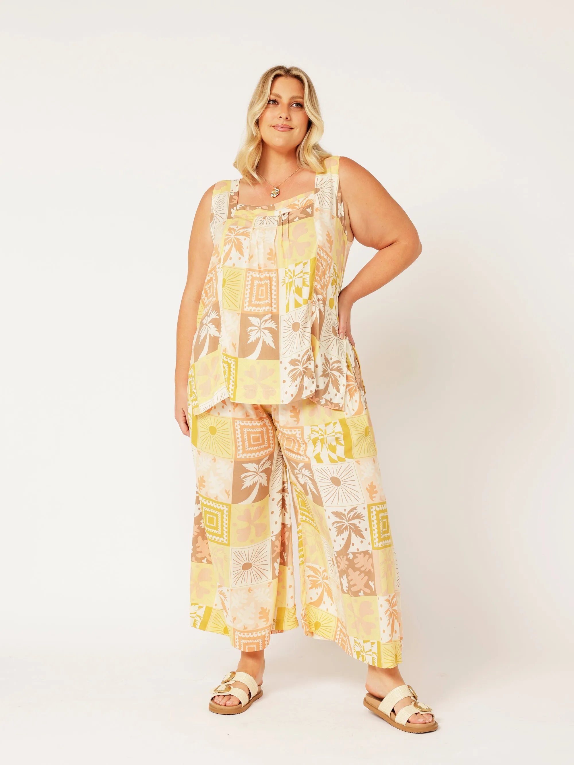 Lotus Tank LONG | Sunset Palm
