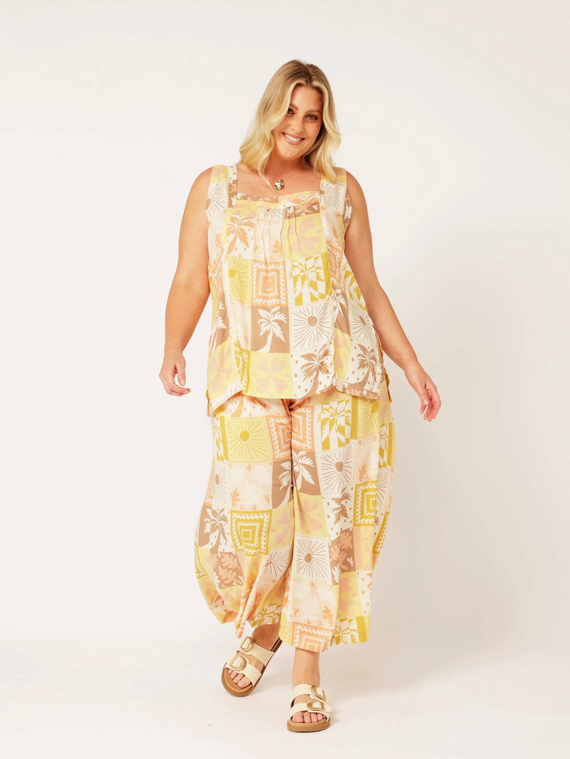 Lotus Tank LONG | Sunset Palm