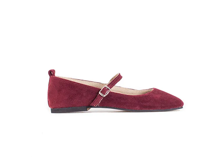 Mary Jane ballet flats - burgundy velvet