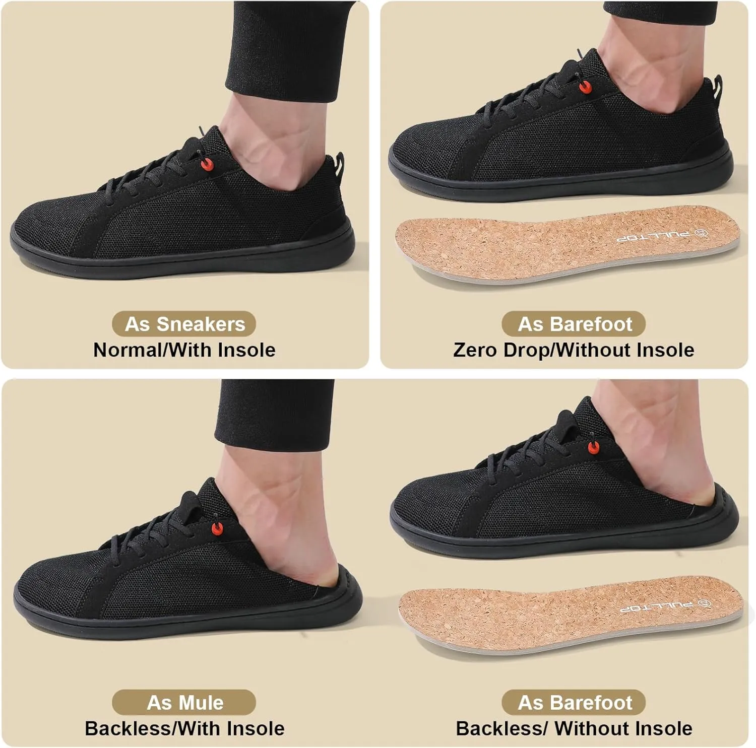 Men's Barefoot Wide Toe Box Shoes - Minimalist Barefoot Shoes with Zero Drop Sole Extra Wide Slip on Walking Shoes for Men