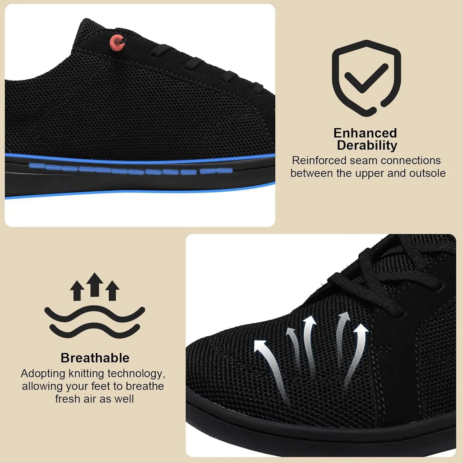 Men's Barefoot Wide Toe Box Shoes - Minimalist Barefoot Shoes with Zero Drop Sole Extra Wide Slip on Walking Shoes for Men
