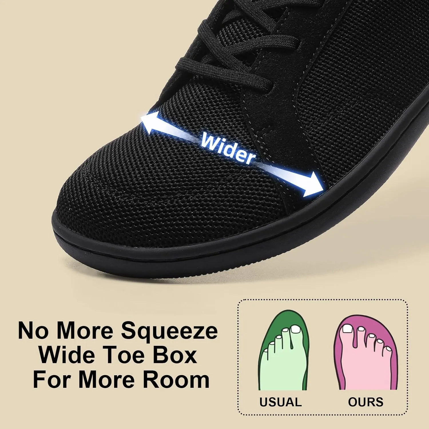 Men's Barefoot Wide Toe Box Shoes - Minimalist Barefoot Shoes with Zero Drop Sole Extra Wide Slip on Walking Shoes for Men