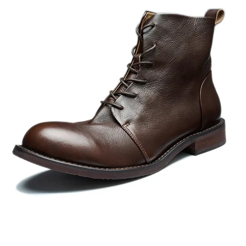 Men's Casual Vegan Leather Boots with Zipper and Lace Up | Perfect for All Seasons
