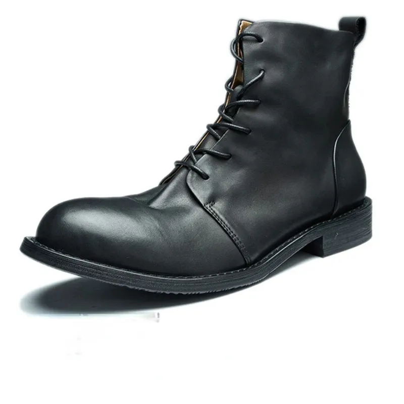 Men's Casual Vegan Leather Boots with Zipper and Lace Up | Perfect for All Seasons