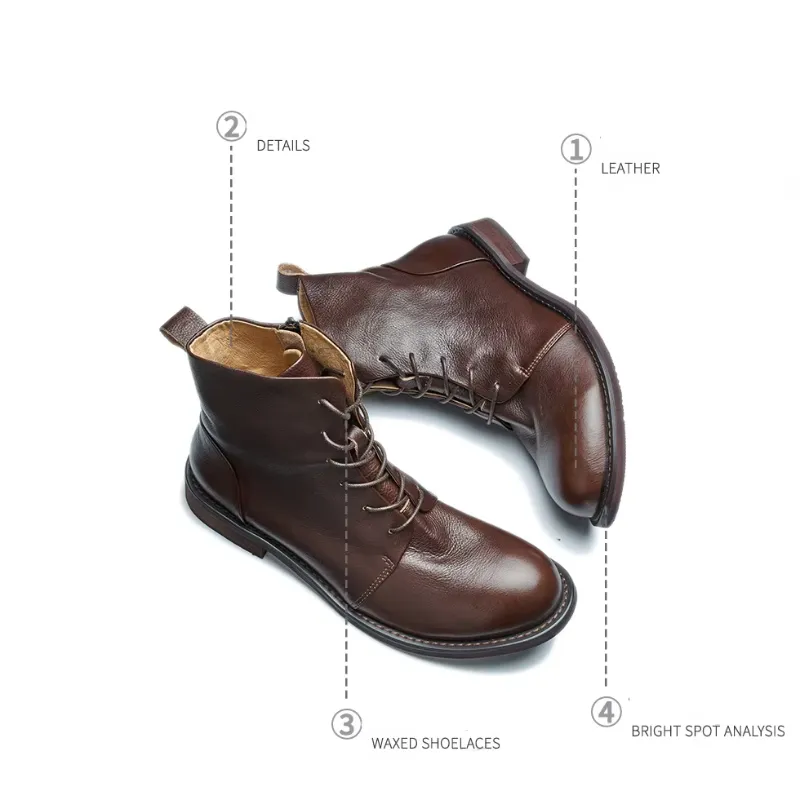 Men's Casual Vegan Leather Boots with Zipper and Lace Up | Perfect for All Seasons