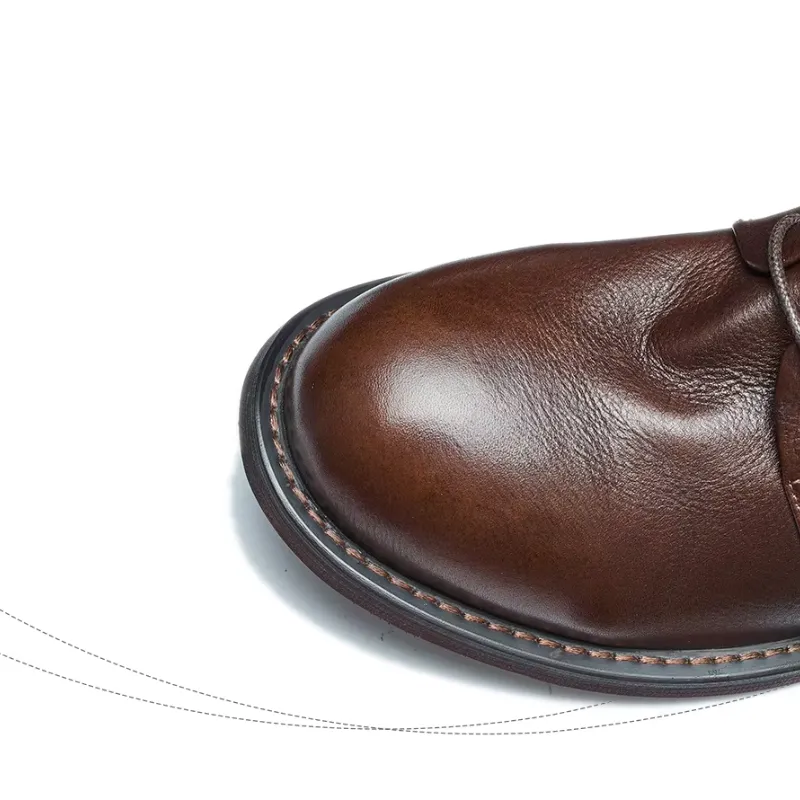 Men's Casual Vegan Leather Boots with Zipper and Lace Up | Perfect for All Seasons